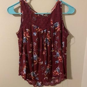 Rewind red floral tank top! Great for fall and summer!